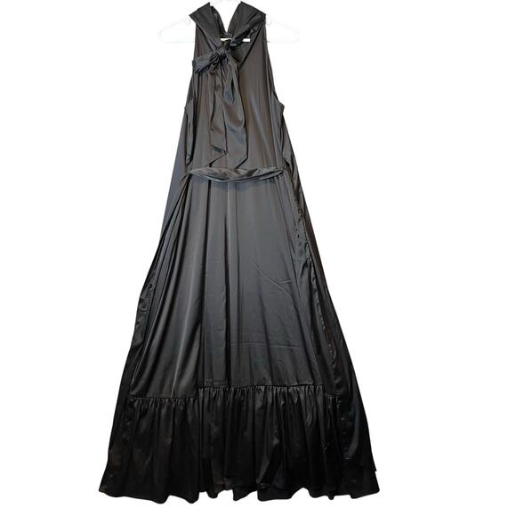 Belle Badgley Mischka‎ Gemma Halter Neck Sleeveless Tie Waist Tiered Gown Size 4 - Picture 7 of 8